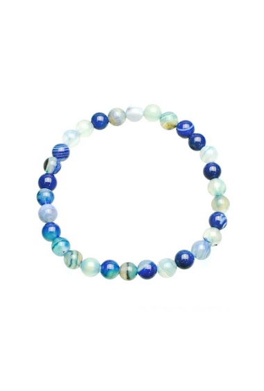 Grossiste LILY CONTI - Bracelet pierre d'agate bleu saphir