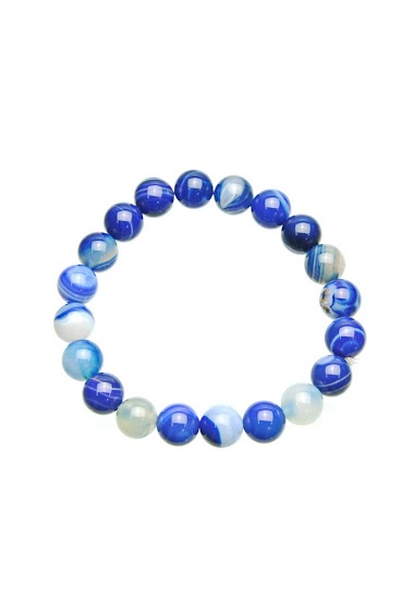 Grossiste LILY CONTI - Bracelet pierre d'agate bleu saphir