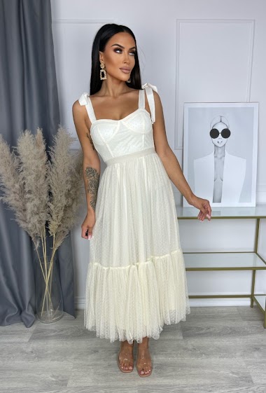 Wholesaler Lily Mcbee - Spotted tulle midi dress