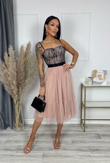 Großhändler Lily Mcbee - Spotted tulle midi dress