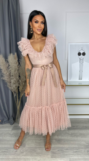 Wholesaler Lily Mcbee - Spotted tulle midi dress