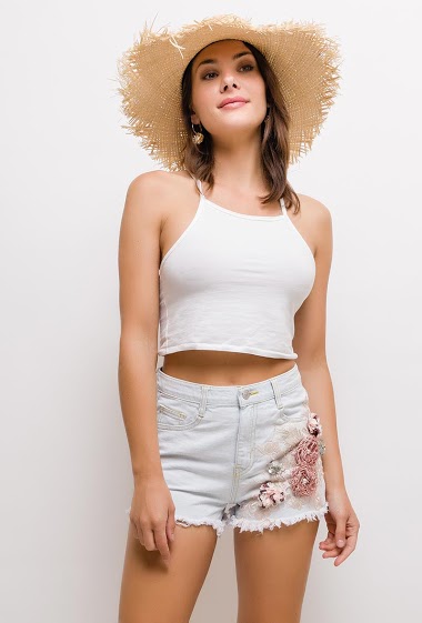 Wholesaler Lily Mcbee - Denim shorts with flowers