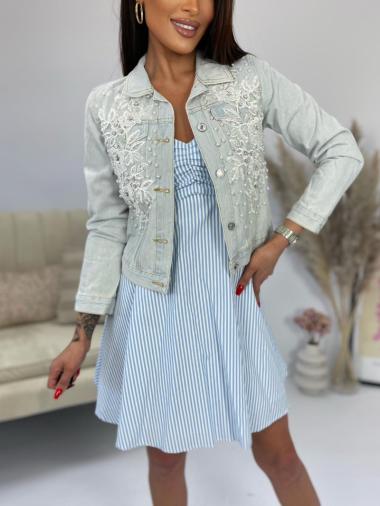 Wholesaler Lily Mcbee - Denim jacket with embroidery and pearls