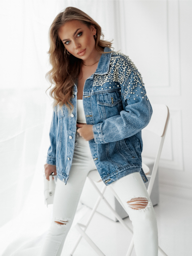 Wholesaler Lily Mcbee - Oversized denim jacket with pearls