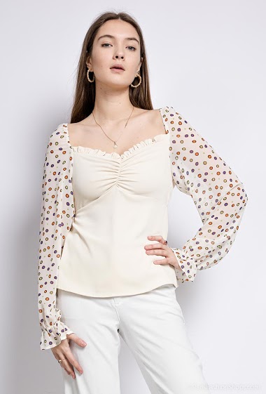 Großhändler 88FASHION - Blouse with spotted sleeves