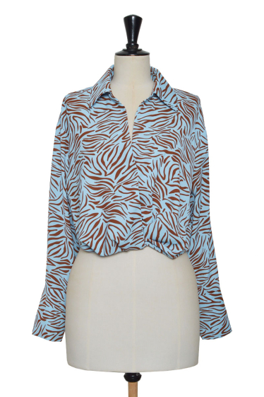 Wholesaler Lily White - Short blouse with zebra pattern