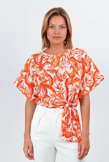 Wholesalers Lily White - Leef printed knotted blouse