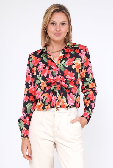Wholesalers Lily White - Flower printed shirt