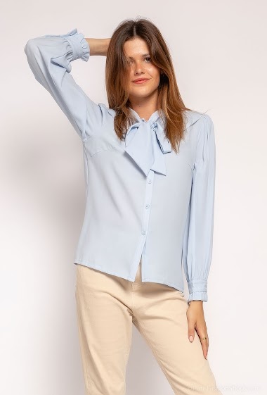 Wholesaler Lily White - Shirt with tie-up collar