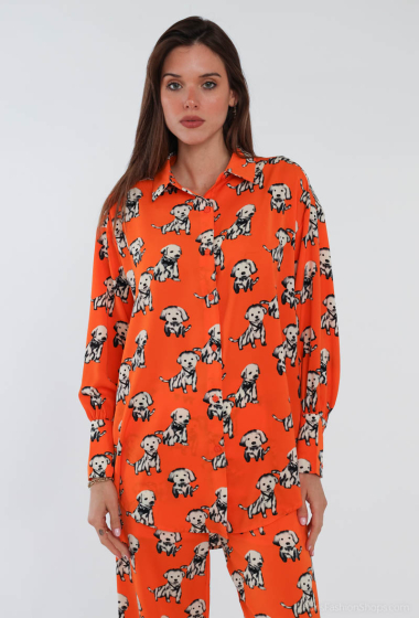 Großhändler Lily White - Hemd mit Hunde-Print
