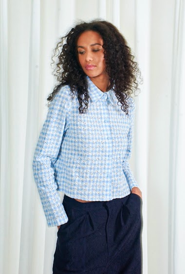 Wholesaler Lily White - Perforated checked shirt