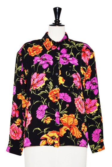 Wholesaler Lily White - Floral print blouse with shoulder pads