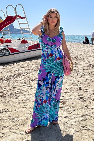 Wholesaler Lily White - Floral Print Jumpsuit