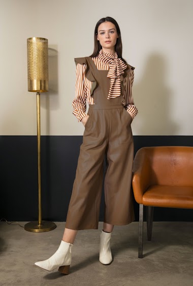 Wholesaler Lily White - Faux Leather Jumpsuit