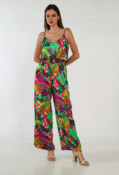 Wholesaler Lily White - Tropical print jumpsuit with strap