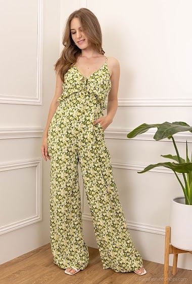 Wholesaler ELLILY - Maxi Floral Sleeveless Jumpsuit