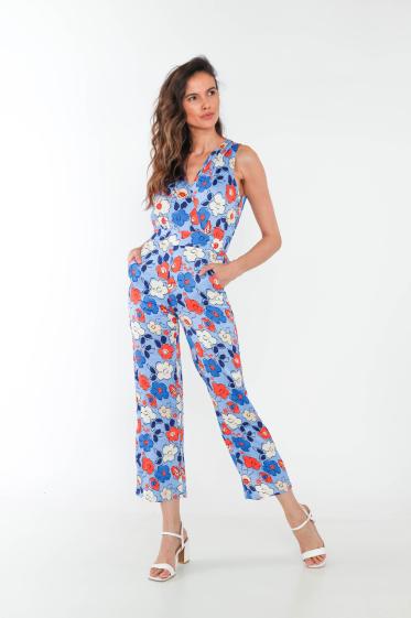 Wholesaler Lily White - Floral print satin jumpsuit