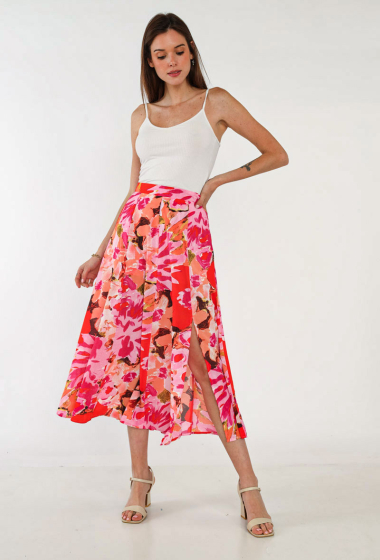 Wholesaler Lily White - Long printed flared skirt