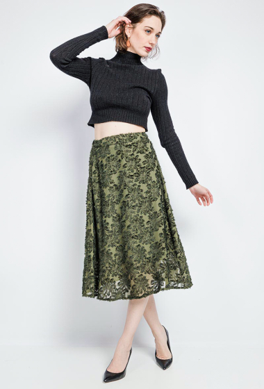 Wholesaler Lily White - Long flared skirt in embossed material