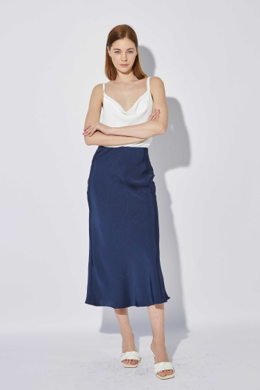 Wholesaler ELLI WHITE - Satin midi skirt