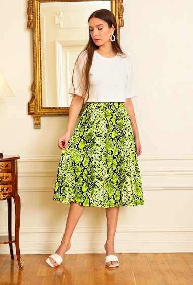 Python printed pleated skirt