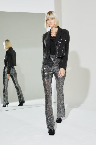 Wholesaler Lily White - Sequin pants with elastic waist