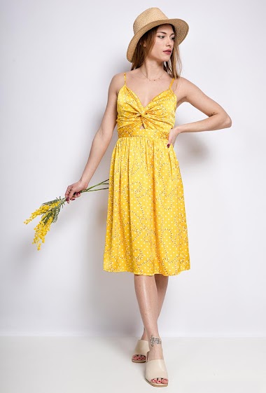 Wholesaler Lily White - Polka dot and chain printed dress