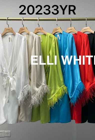 Wholesaler Lily White - Dress with Feathers