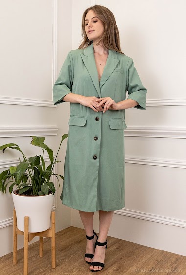 Wholesaler A BRAND - Buttoned padded-shoulder dress
