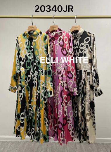 Wholesaler Lily White - Chain Print Shirt Dress