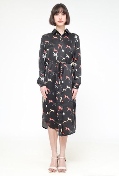 Wholesaler Lily White - Printed Shirt Dress