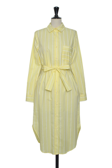 Wholesalers Lily White - Striped Cotton Shirt Dress
