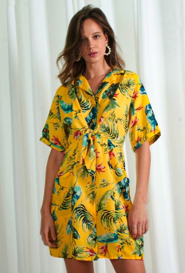 Wholesaler Lily White - Tropical Shirt Dress