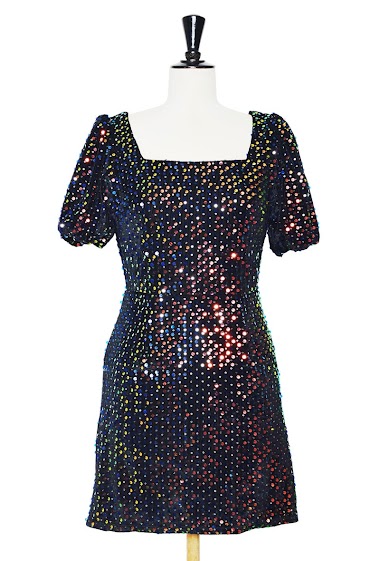 Wholesaler Lily White - Sequin Velvet Mini Dress