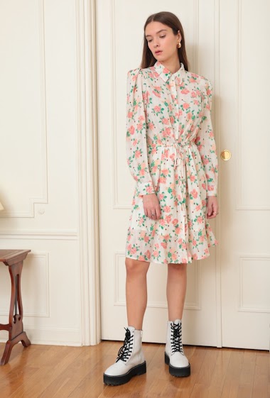 Wholesaler Lily White - Floral Short Dress