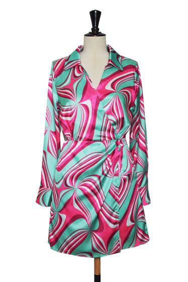 Wholesaler Lily White - Short Geometric Print Dress