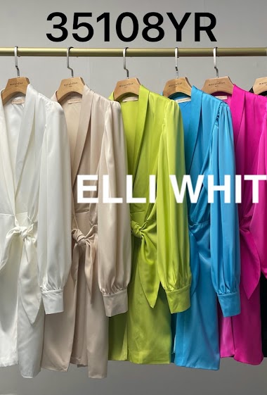 Wholesaler Lily White - Satin Wrap Dress