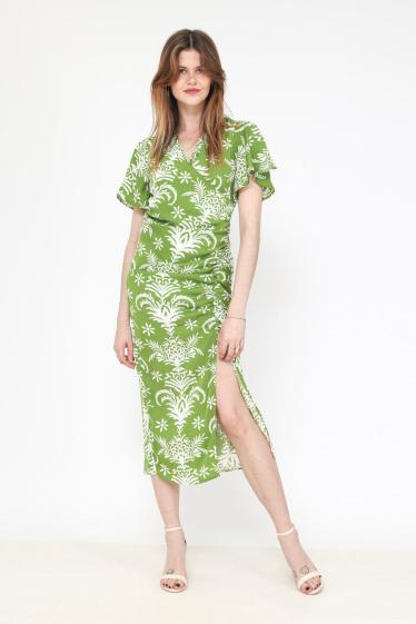 Wholesaler Lily White - Printed Ruched Dress