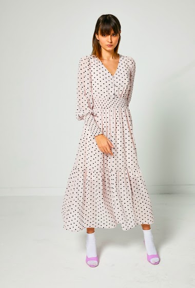 Wholesaler Lily White - Polka dots maxi dress