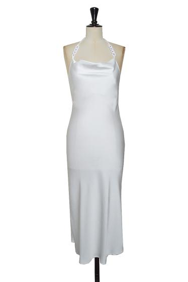Wholesaler Lily White - Long Satin Dress with Chains