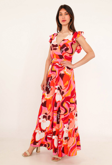 Wholesaler Lily White - Long sleeveless printed dress
