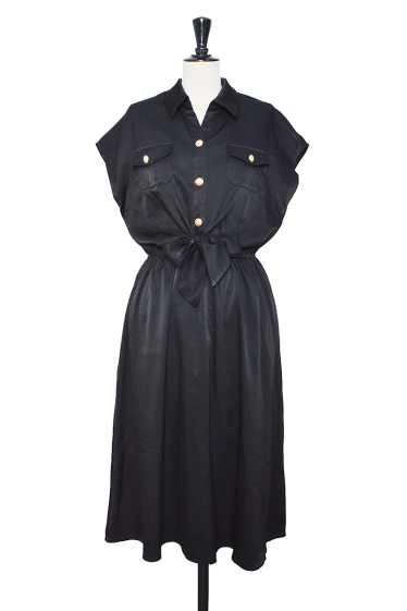 Großhändler Lily White - Langes ärmelloses Kleid mit Tasche und Schleife