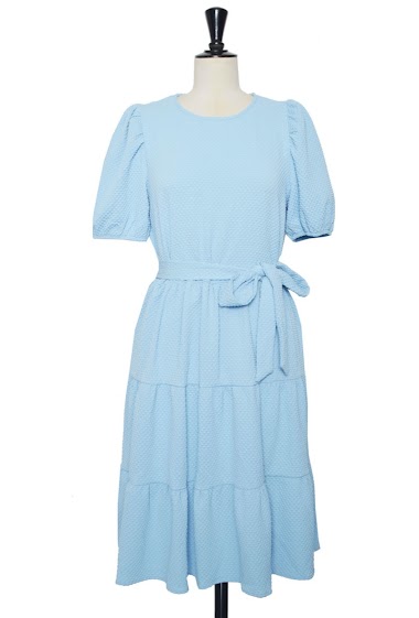 Wholesaler Lily White - Textured long dress with belt