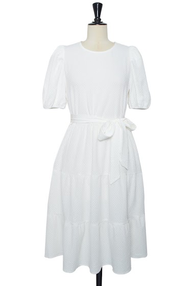 Wholesaler Lily White - Textured long dress with belt