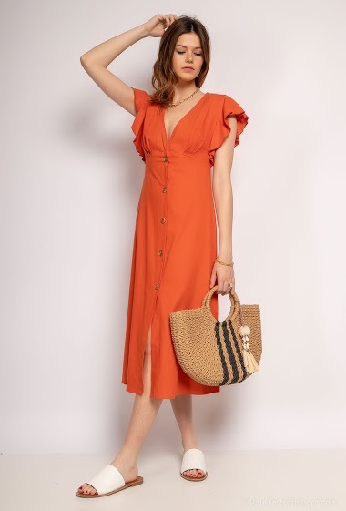 Wholesaler Lily White - Buttoned midi dress