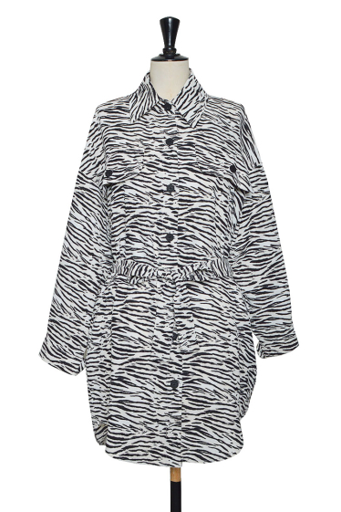 Wholesaler Lily White - Zebra print overshirt with belt