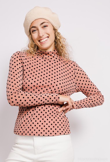Großhändler 88FASHION - STAND-UP COLLAR TOP WITH DOTS