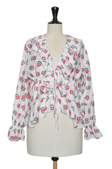 Wholesaler 17 AUGUST - Floral print viscose top with ruffles