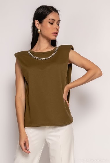 Wholesaler A BRAND - Tshirt with shoulder pads and chain