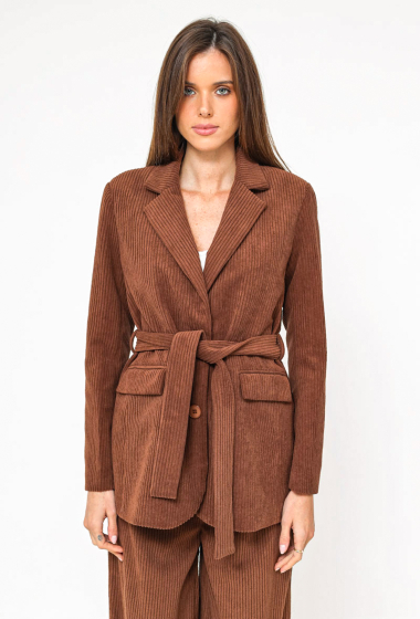 Wholesaler Lily White - Corduroy blazer jacket with belt